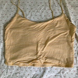 pacsun basics yellow striped spaghetti strap tank